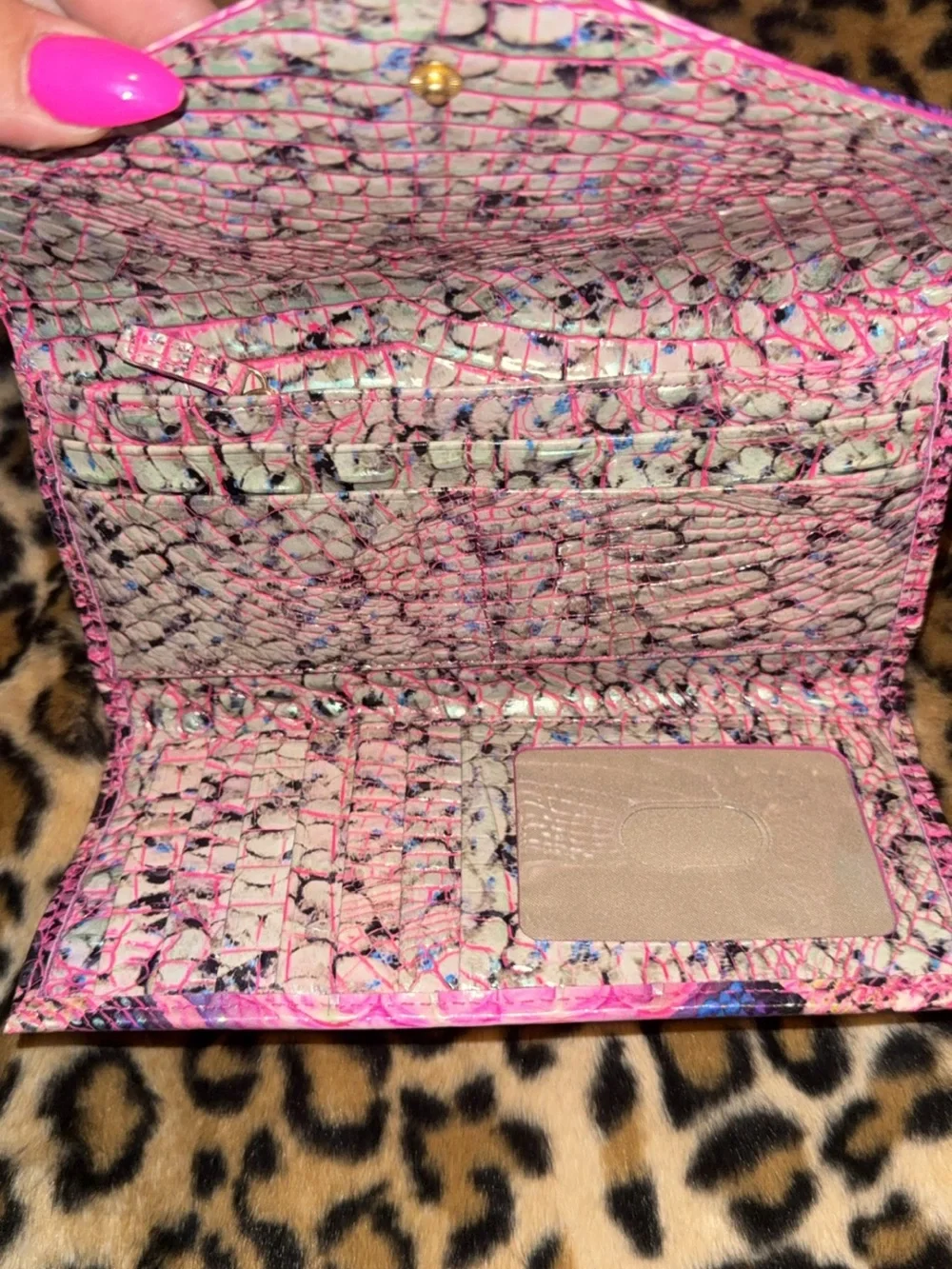 Brahmin Pink Python/Croc-Embossed Large Duxbury Bag & Matching Wallet BRAND NEW🩷